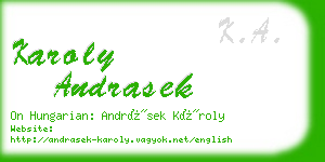 karoly andrasek business card